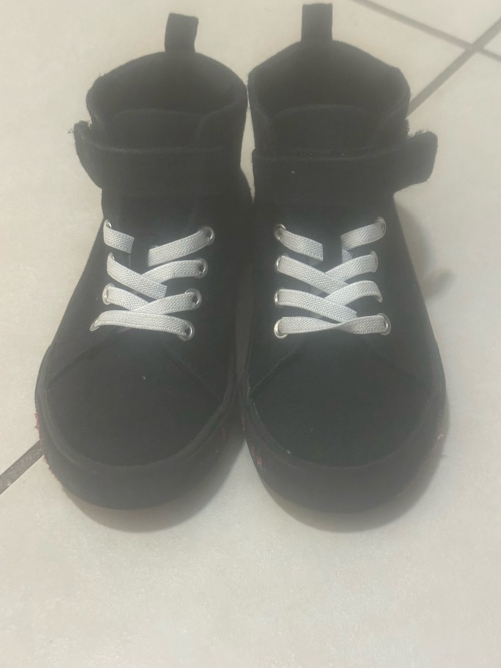 Kids Black High-Top Sneakers with Silver Laces